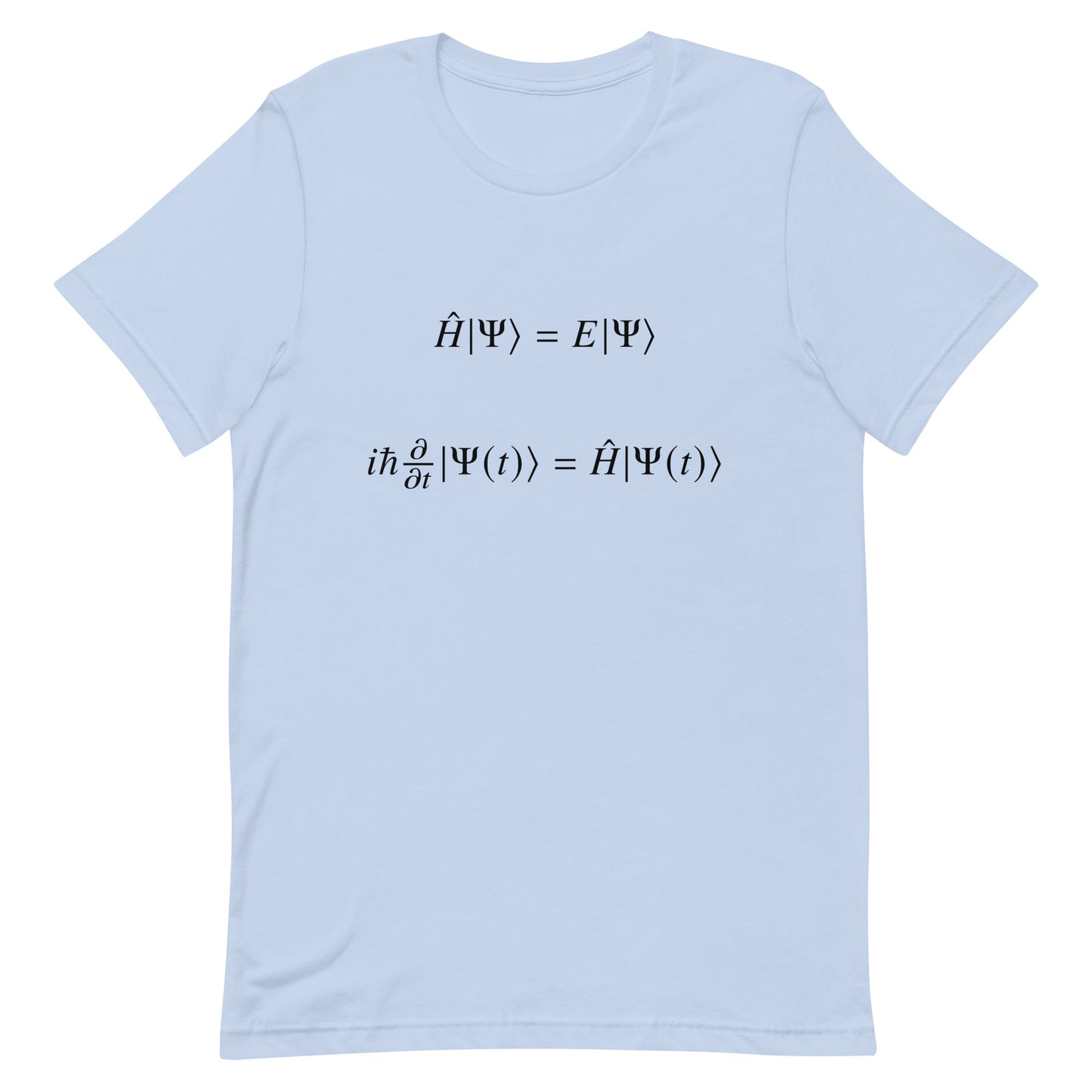 Mockup of Baby Blue T-Shirt with Schrödinger Equation