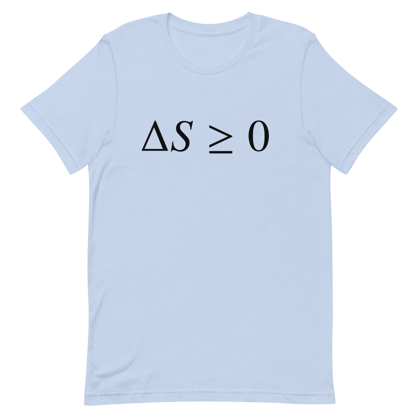 Mockup of Baby Blue T-Shirt with Second Law of Thermodynamics