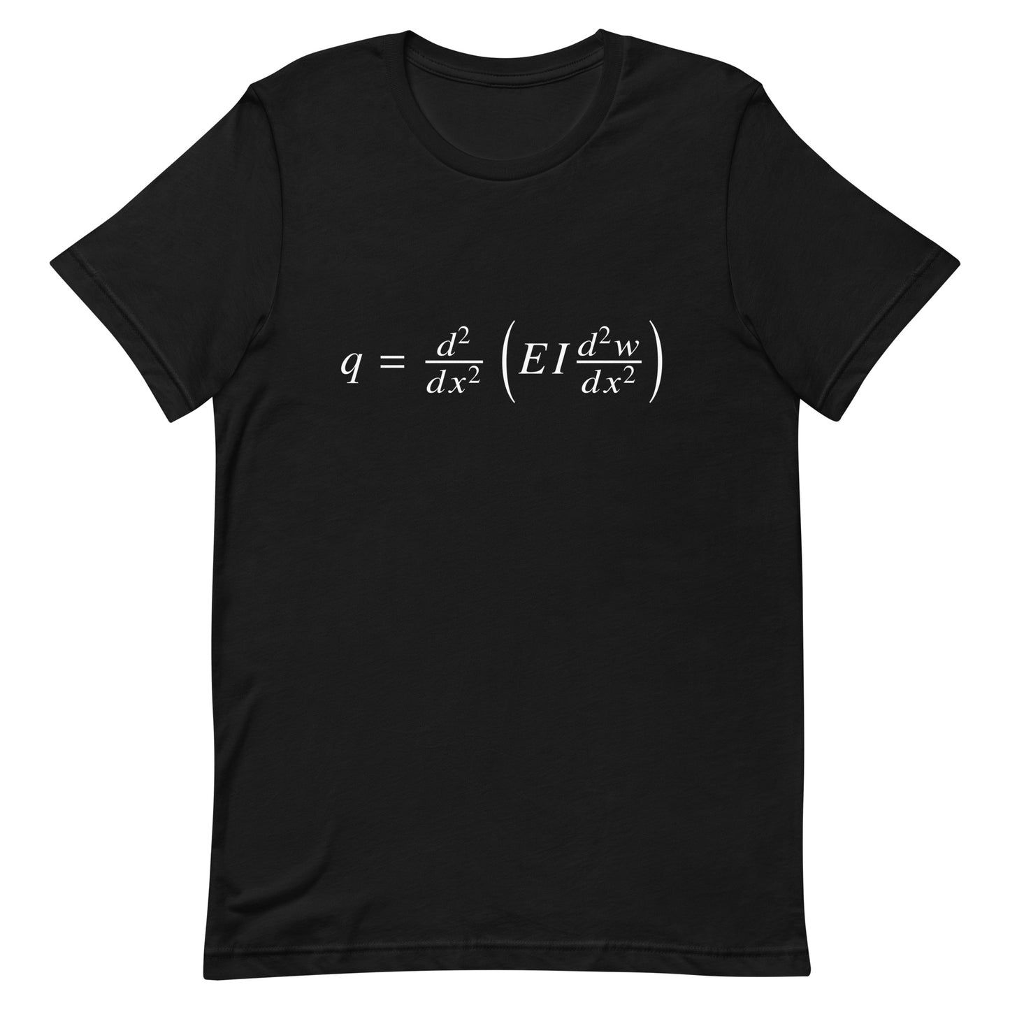 Mockup of Black T-Shirt with Euler-Bernoulli Beam Equation