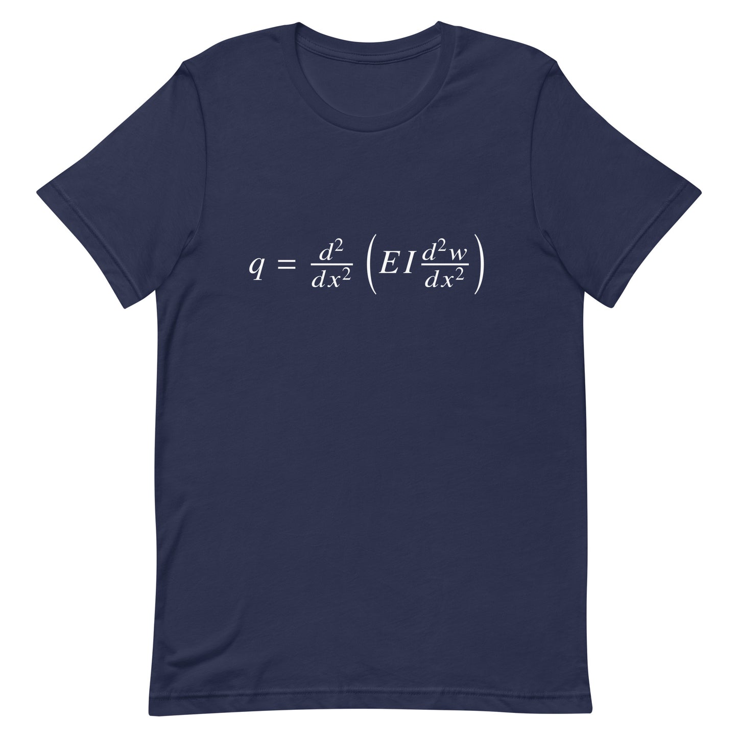 Mockup of Navy T-Shirt with Euler-Bernoulli Beam Equation