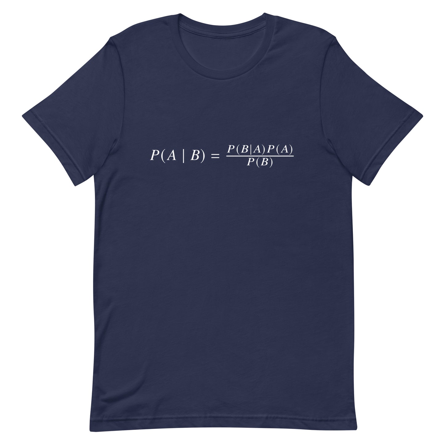 Mockup of Navy T-Shirt with Bayes' Theorem