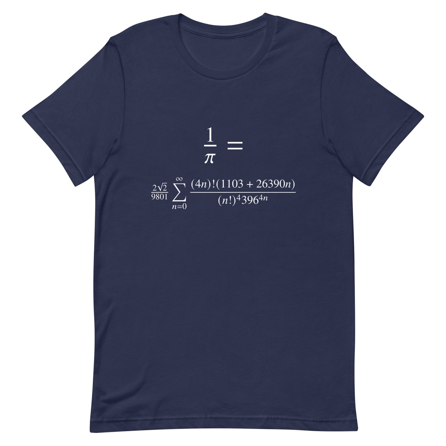 Mockup of Navy T-Shirt with Ramanujan's Infinite Pi