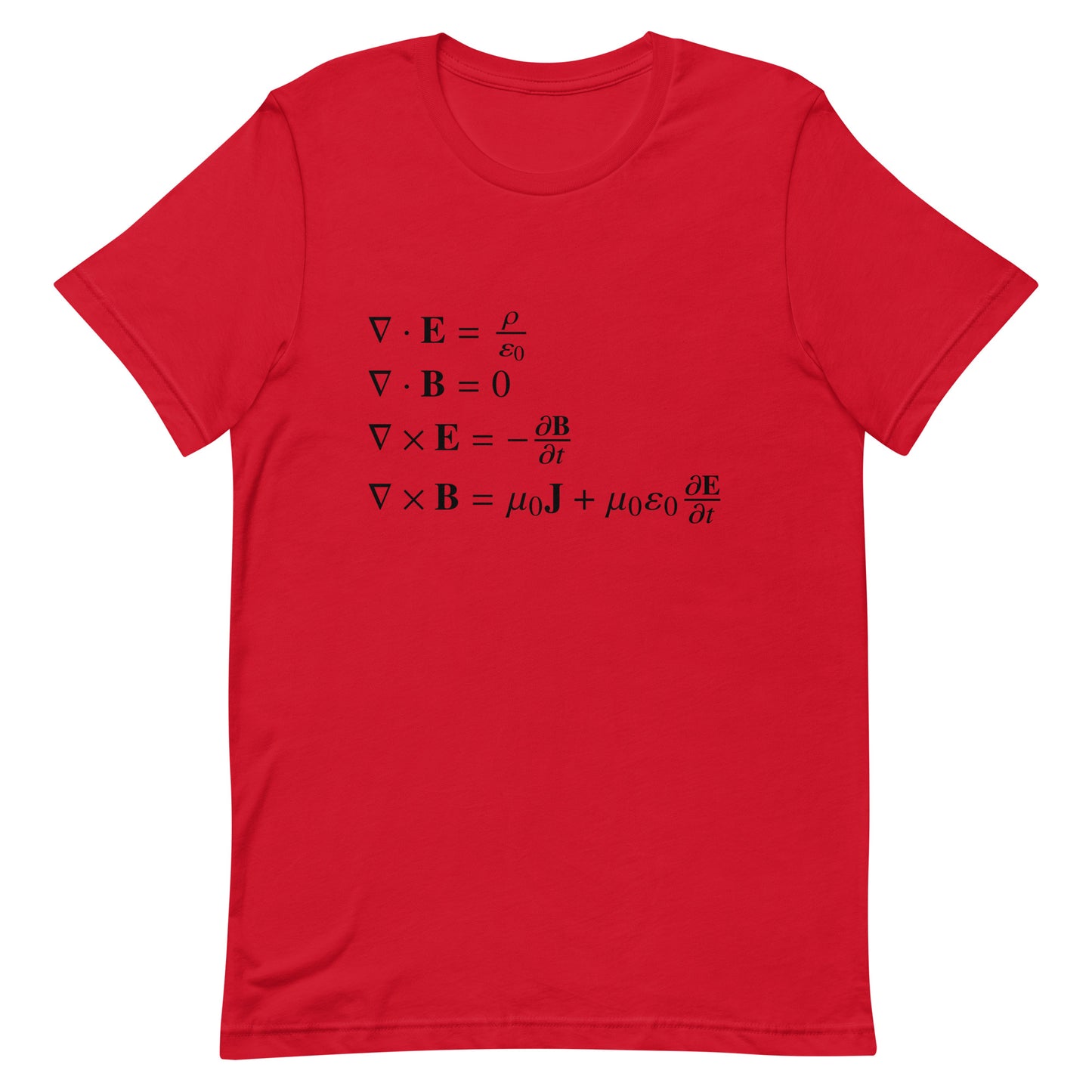 Mockup of Red T-Shirt with Maxwell's Equations