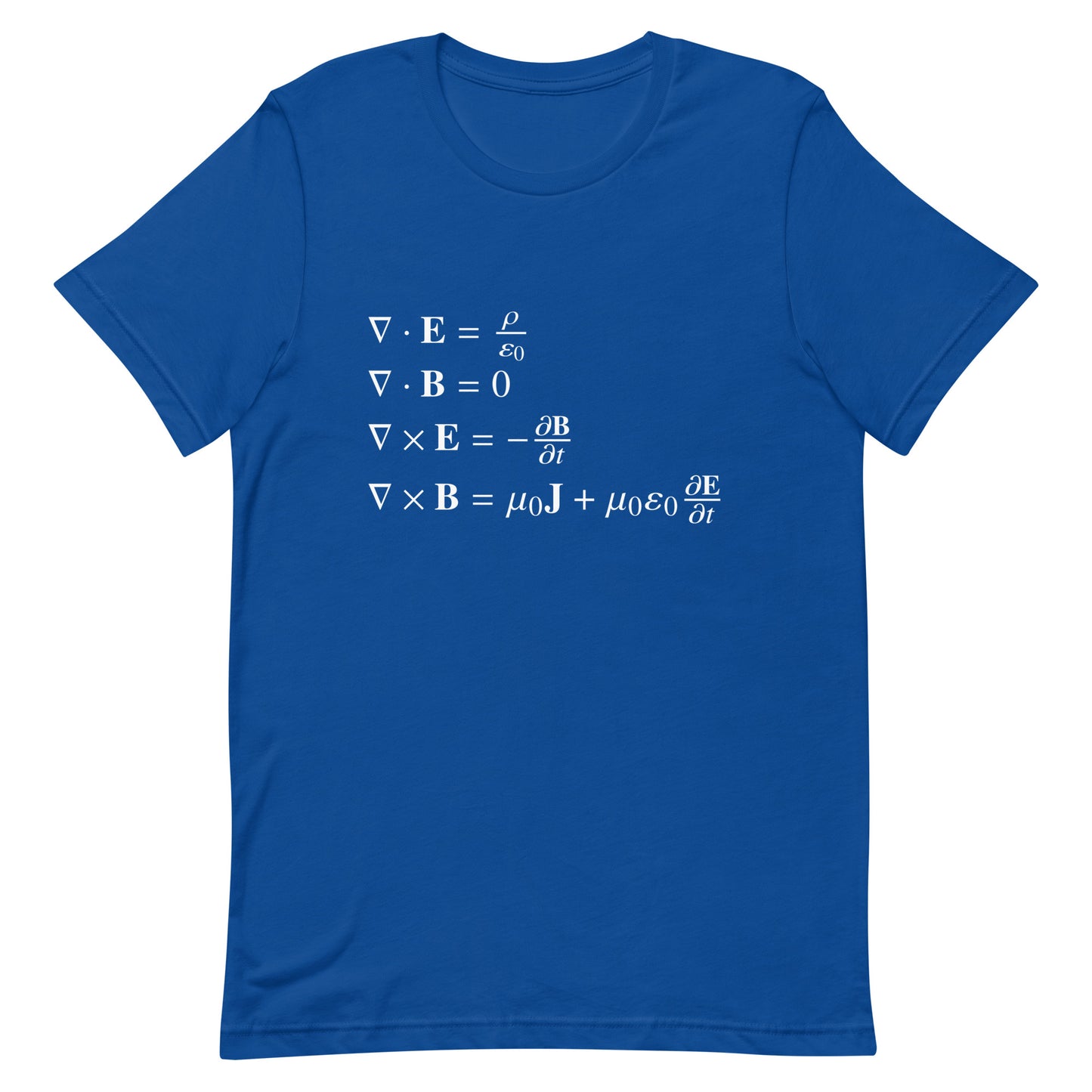 Mockup of True Royal T-Shirt with Maxwell's Equations