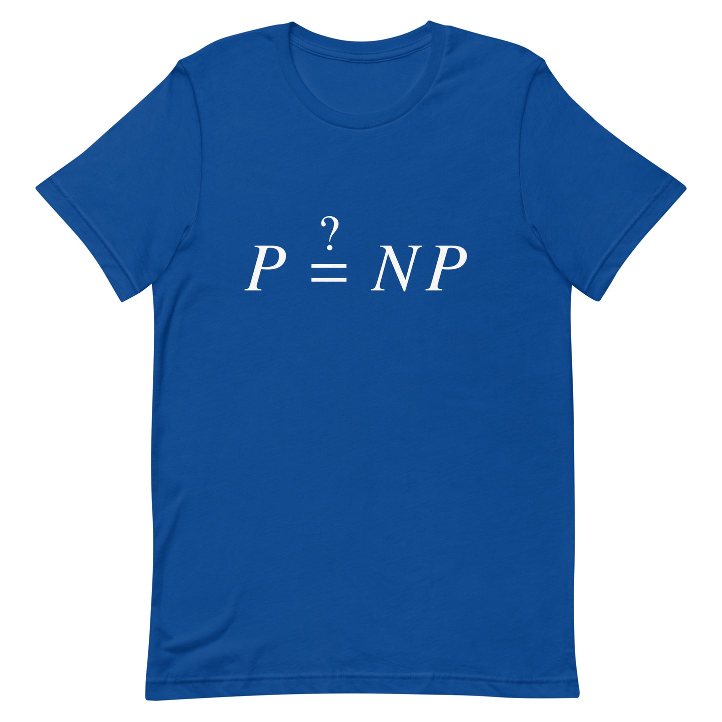 Mockup of True Royal T-Shirt with P versus NP