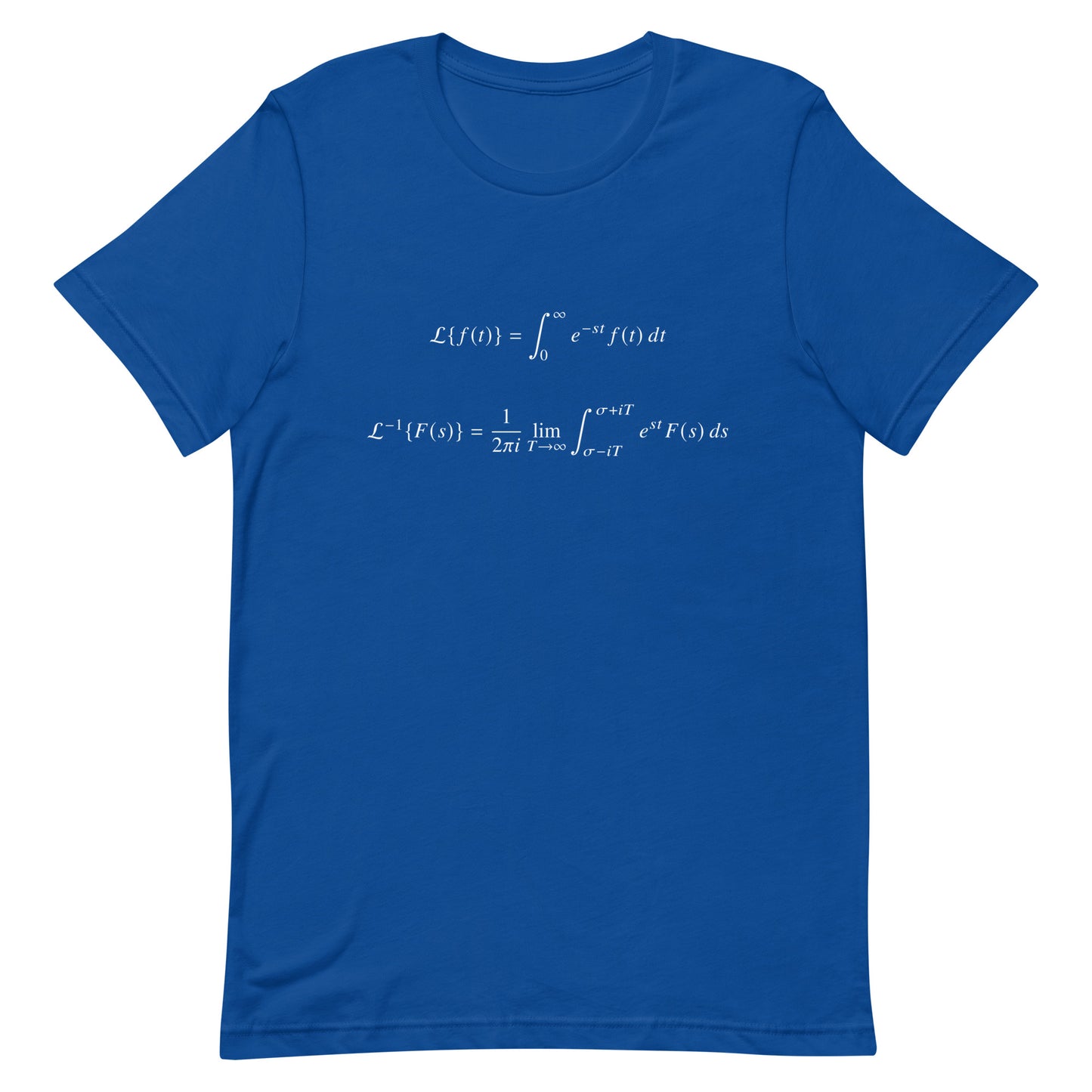 Mockup of True Royal T-Shirt with Laplace Transform