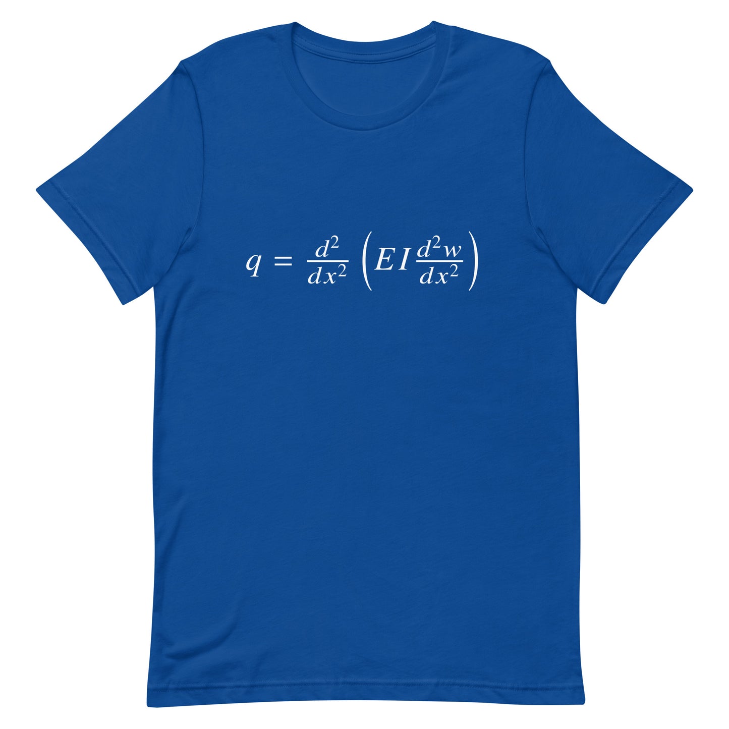Mockup of True Royal T-Shirt with Euler-Bernoulli Beam Equation