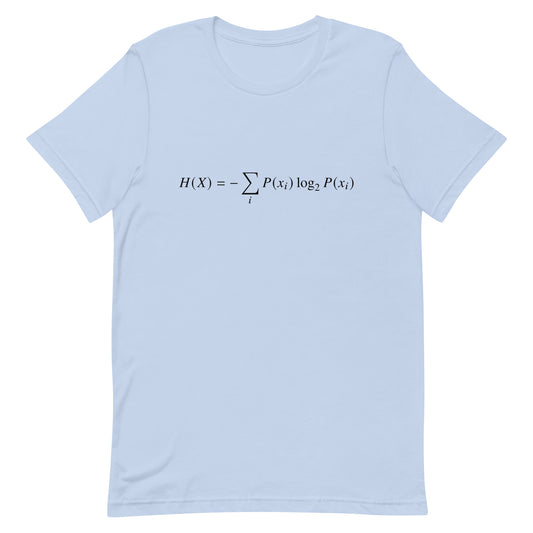Mockup of Baby Blue T-Shirt with Shannon's Entropy Formula
