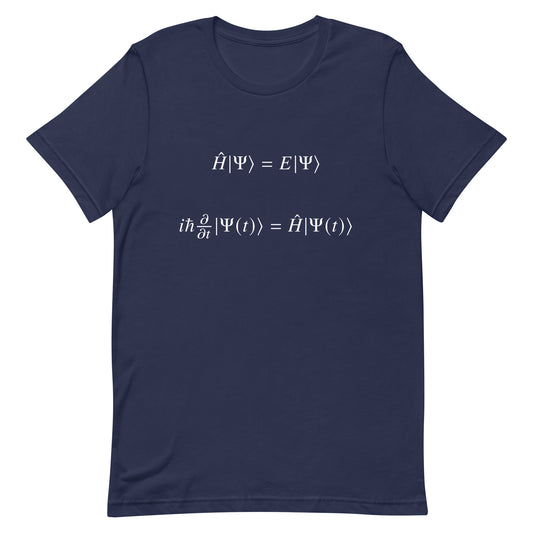 Mockup of Navy T-Shirt with Schrödinger Equation
