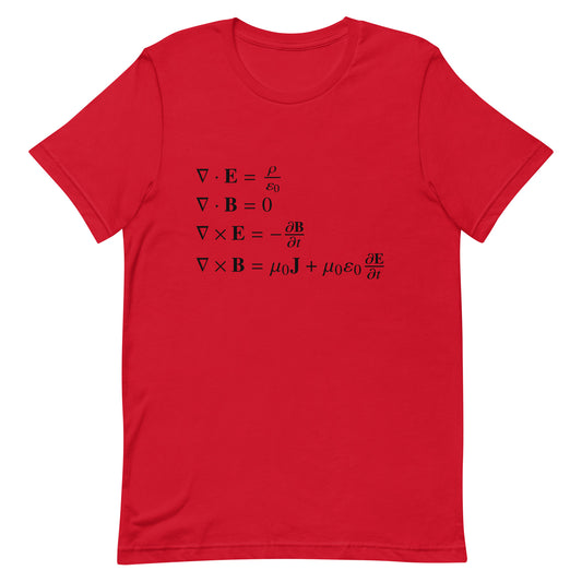 Mockup of Red T-Shirt with Maxwell's Equations